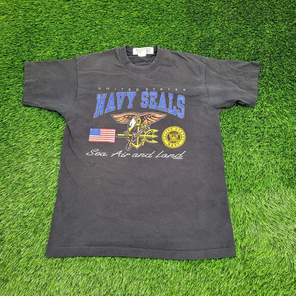 Vintage 90s Navy-Seals Shirt M/L 20x28 Faded-Black - Picture 1 of 14